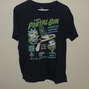 Funko POP! Tees Men's Large SS T-Shirt Blue C-137's Portal Gun